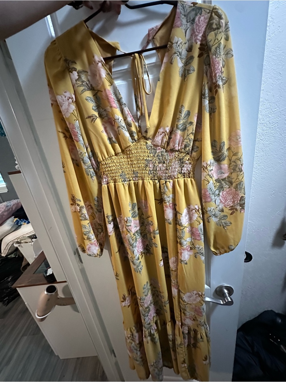 Forever 21 Yellow Floral Maxi Dress with Pink & Green Print